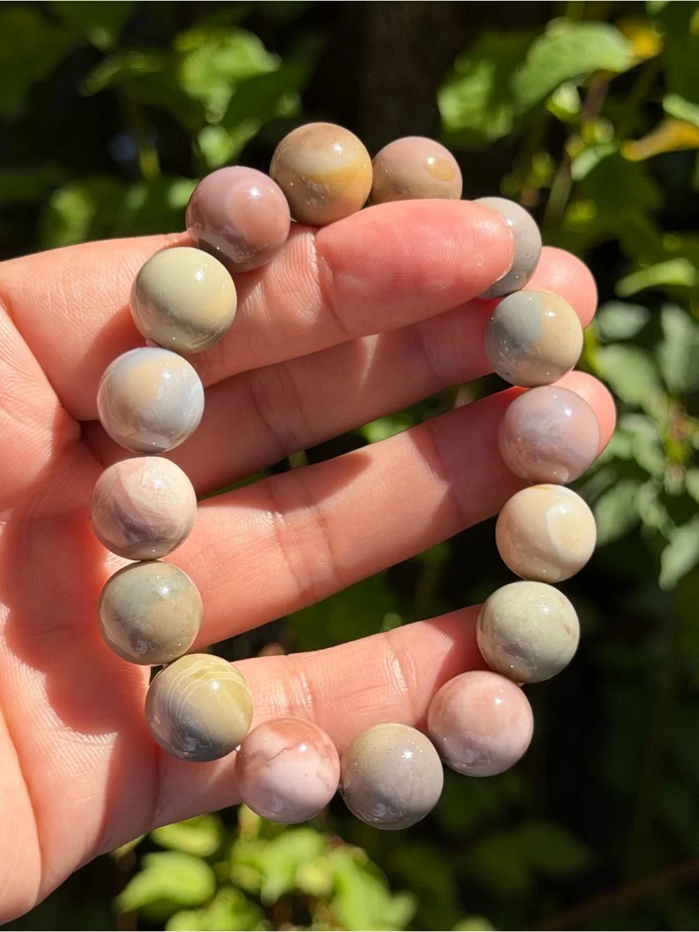 13mm pink creamy natural Alashan stretch bracelet 2213